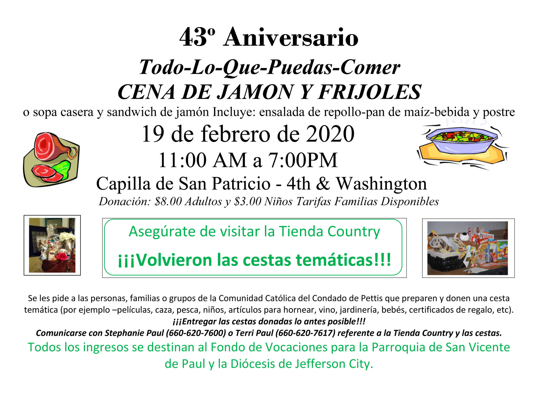 42nd Anniversary Ham & Bean Dinner Flier (Spanish) Copy