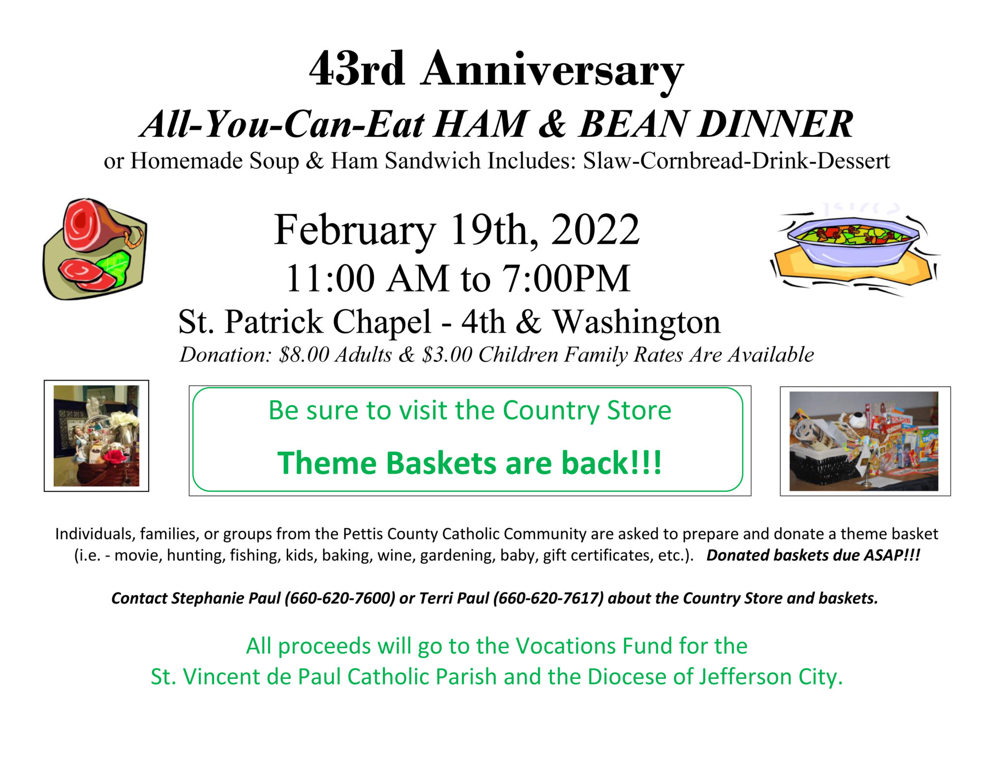 43rd Anniversary Ham & Bean Dinner Flier Copy