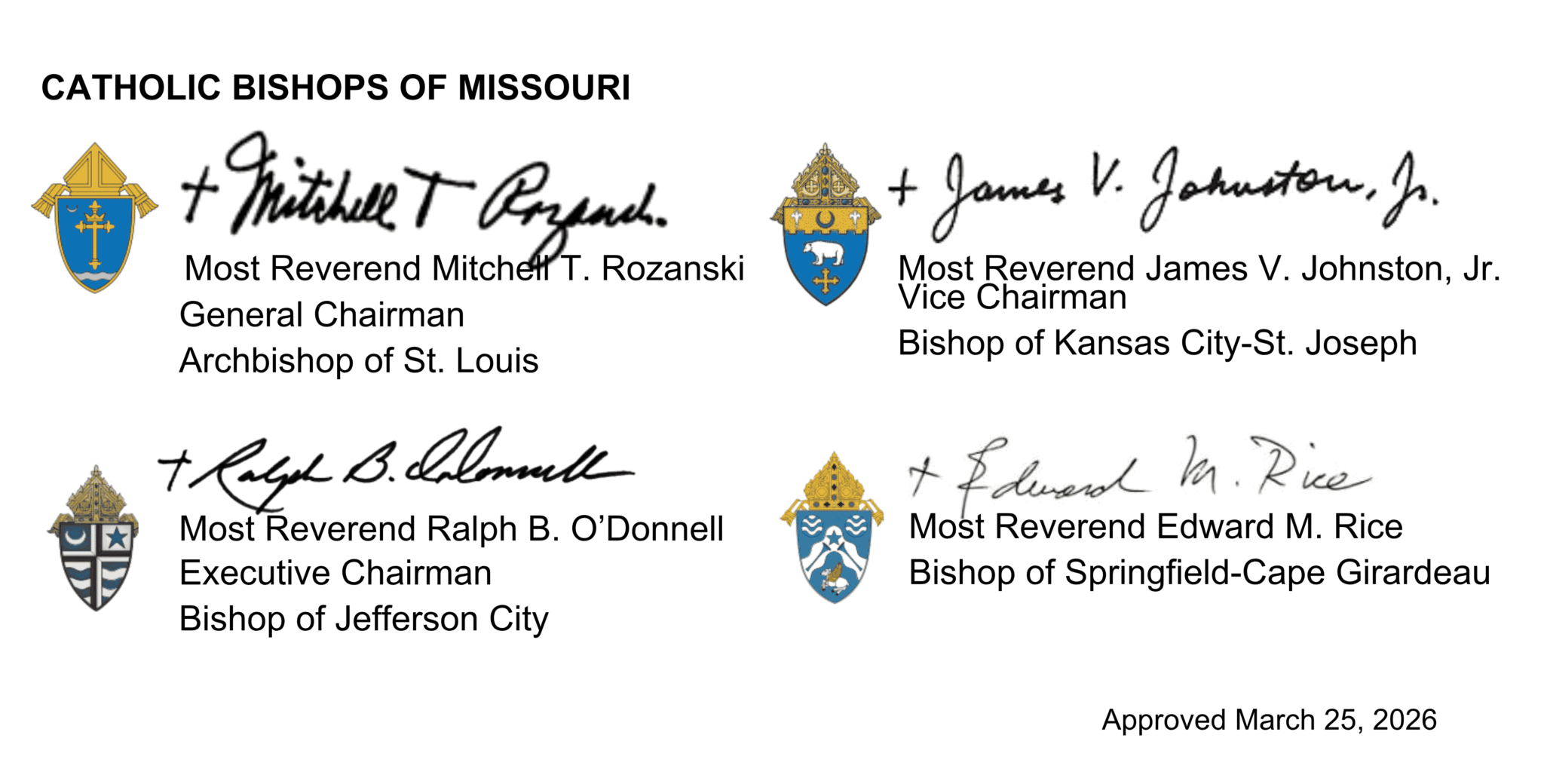 Bishop Signatures 2×2 | Saint Vincent de Paul Catholic Church